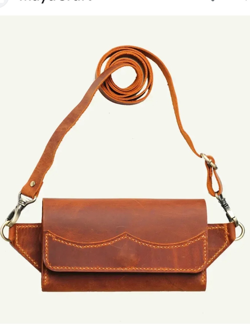 Leather Camel Crossbody Bag
